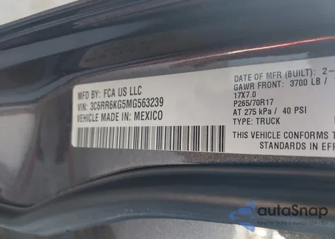 2021 Ram 1500 Classic Tradesman 4X2 5'7 Box из США, поврежденный, VIN 3C6RR6KG5MG563239